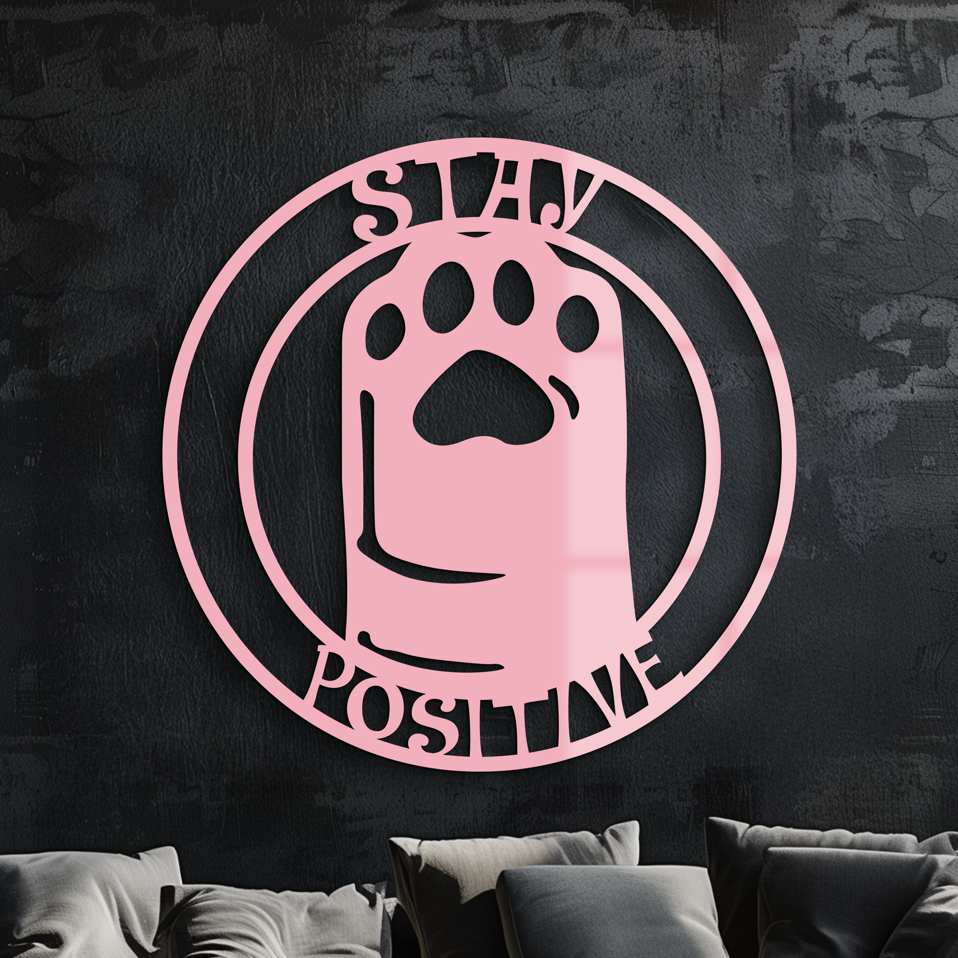 Stay Positive Paw Print Metal Wall Art – Inspirational Pet Lover Decor - KAFGP110 - Tampa Home & Garden Store