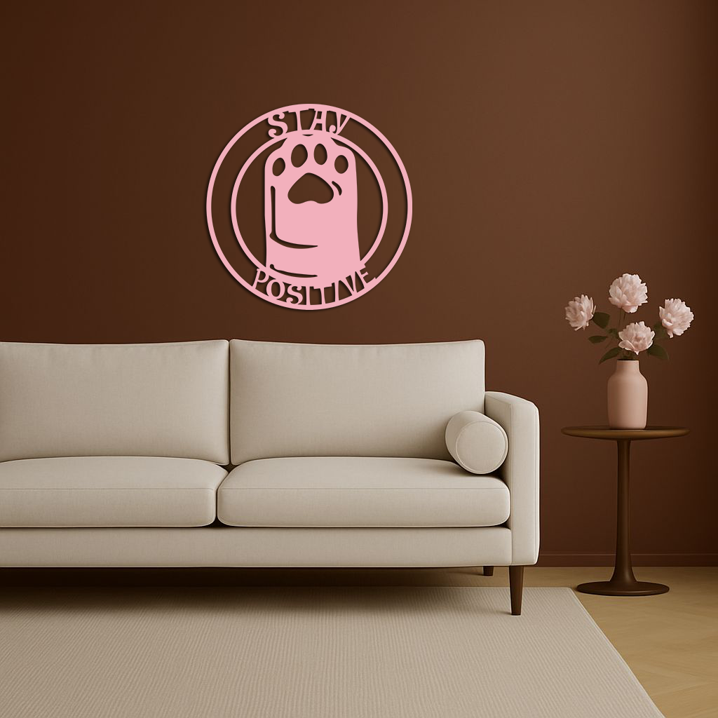 Stay Positive Paw Print Metal Wall Art – Inspirational Pet Lover Decor - KAFGP110 - Tampa Home & Garden Store