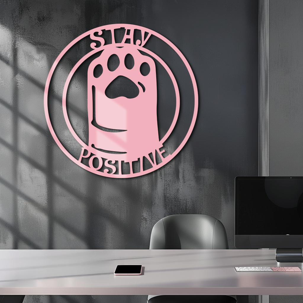 Stay Positive Paw Print Metal Wall Art – Inspirational Pet Lover Decor - KAFGP110 - Tampa Home & Garden Store