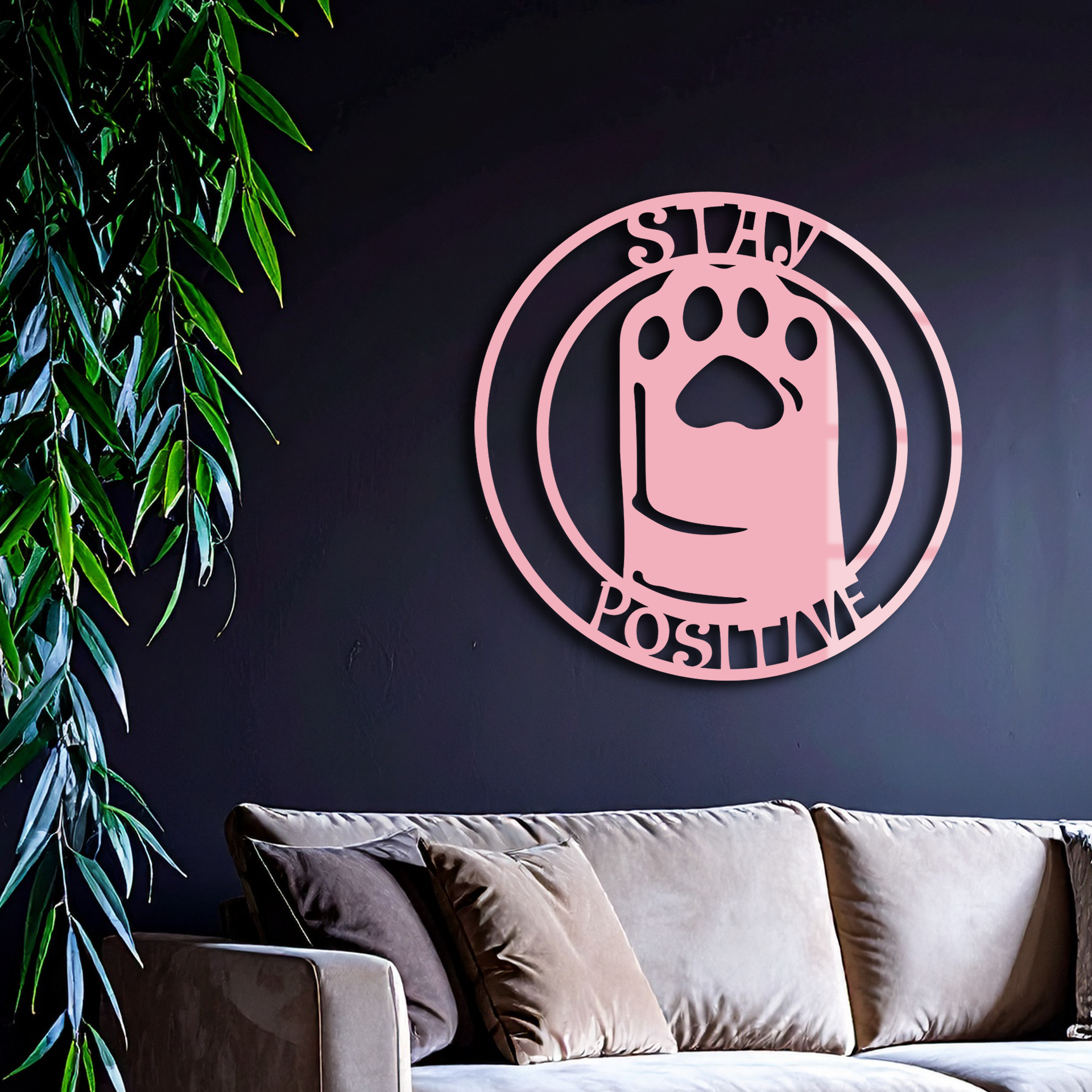 Stay Positive Paw Print Metal Wall Art – Inspirational Pet Lover Decor - KAFGP110 - Tampa Home & Garden Store