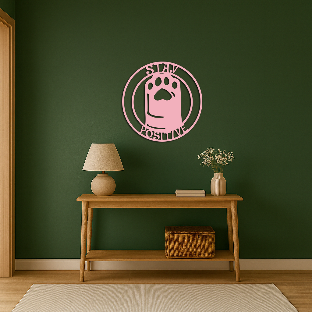 Stay Positive Paw Print Metal Wall Art – Inspirational Pet Lover Decor - KAFGP110 - Tampa Home & Garden Store