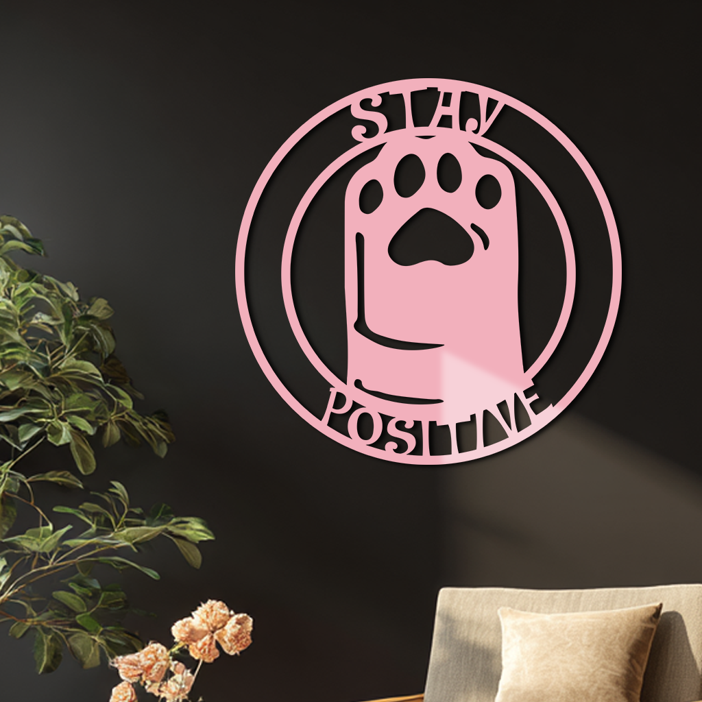 Stay Positive Paw Print Metal Wall Art – Inspirational Pet Lover Decor - KAFGP110 - Tampa Home & Garden Store