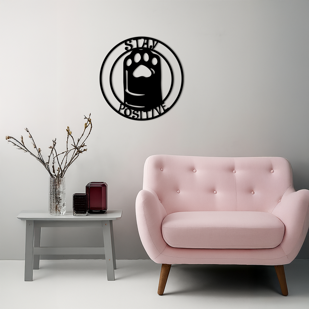 Stay Positive Paw Print Metal Wall Art – Inspirational Pet Lover Decor - KAFGP110 - Tampa Home & Garden Store