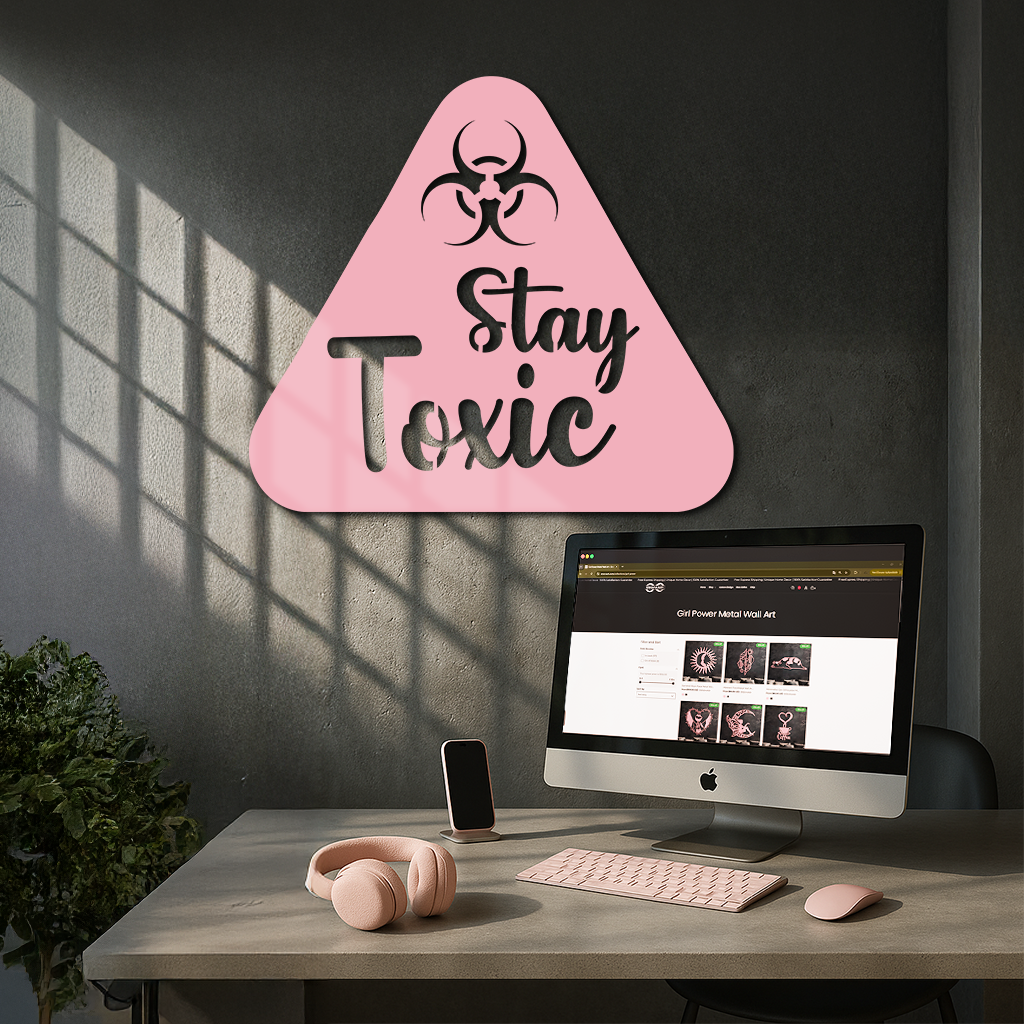 Stay Toxic Warning Sign Metal Wall Art – Bold Caution Style Decor - KAFGP109 - Tampa Home & Garden Store