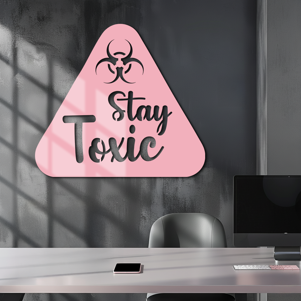 Stay Toxic Warning Sign Metal Wall Art – Bold Caution Style Decor - KAFGP109 - Tampa Home & Garden Store