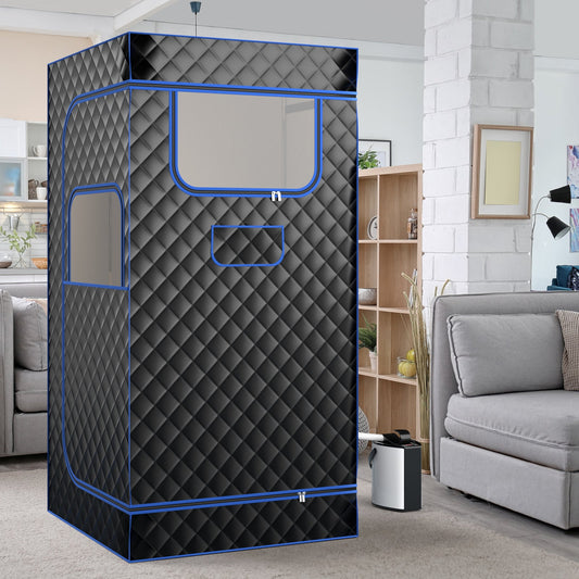 Portable Steam Sauna with 3L Steam Generator Remote Control Wood Foot Massager and Foldable Chair for Home - Tampa Home & Garden Store