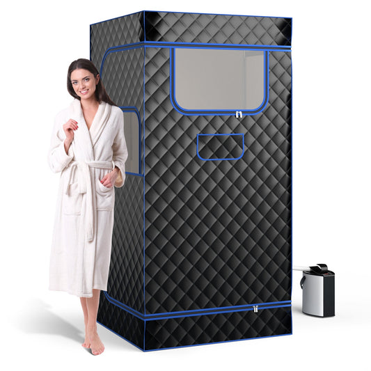 Portable Steam Sauna with 3L Steam Generator Remote Control Wood Foot Massager and Foldable Chair for Home - Tampa Home & Garden Store