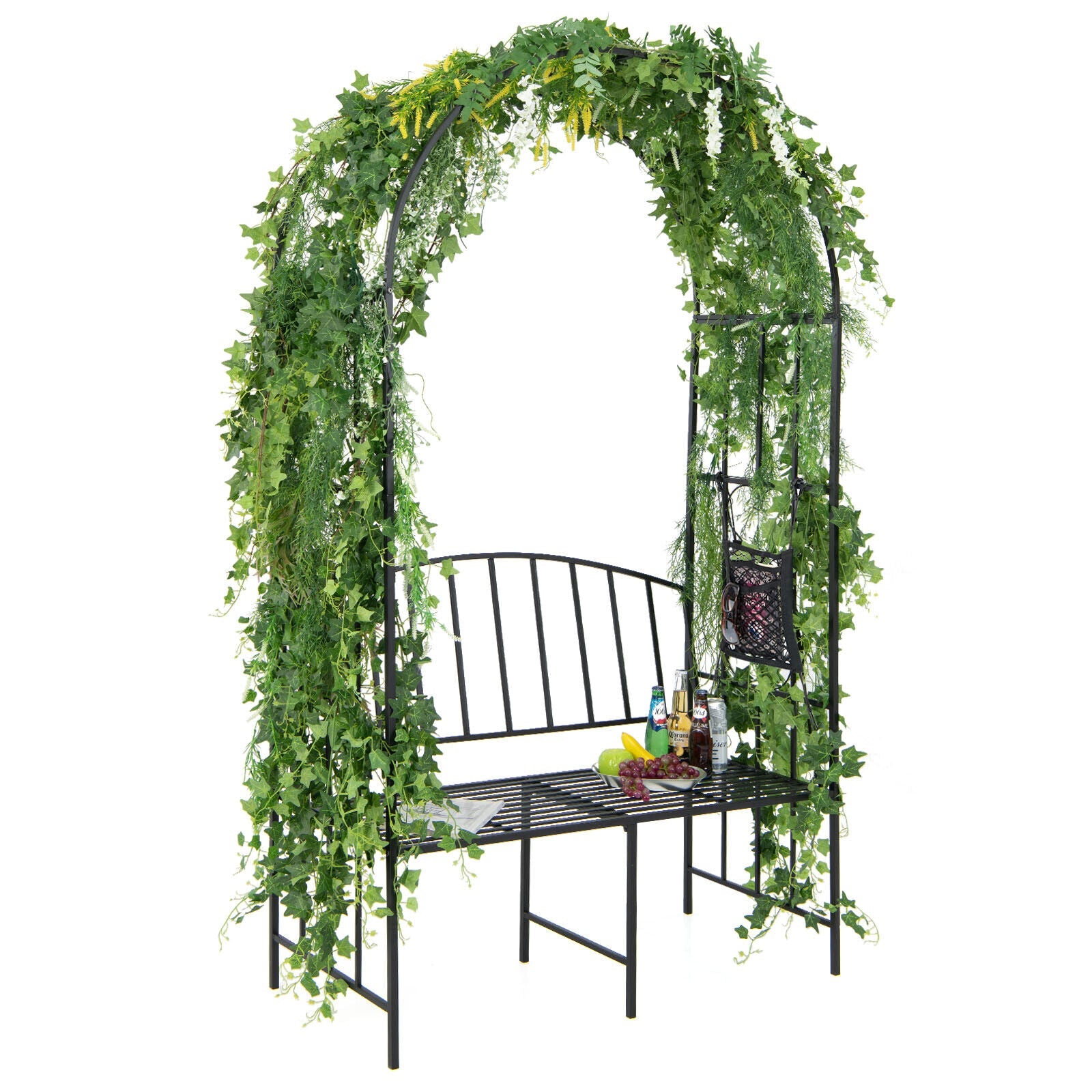 Steel Garden Arch with 2-Seat Bench - Tampa Home & Garden Store