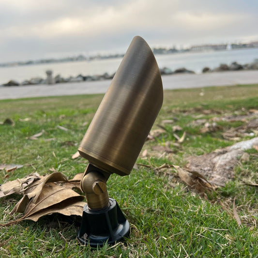 Stelvio Antique Brass Spotlight Low Voltage Outdoor Lighting - Tampa Home & Garden Store