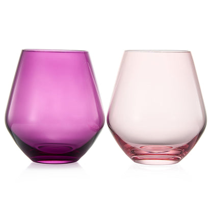 Flora Modern Stemless Wine Glasses Set of Two