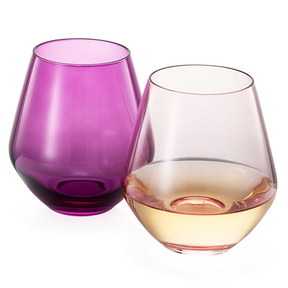 Flora Modern Stemless Wine Glasses Set of Two