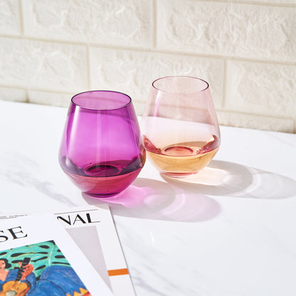 Flora Modern Stemless Wine Glasses Set of Two