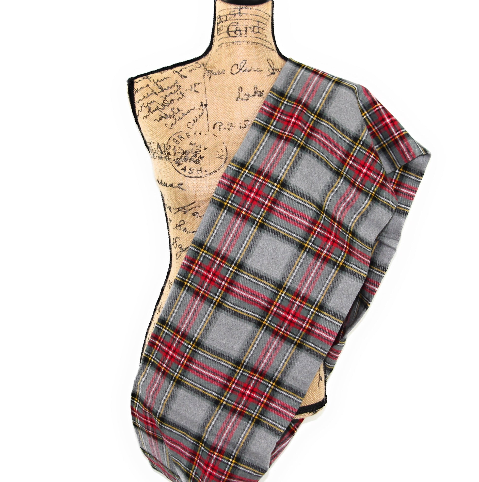 Stewart Tartan in Heather Gray with Sage Green and Red Flannel Plaid Infinity or Blanket Scarf - Tampa Home & Garden Store