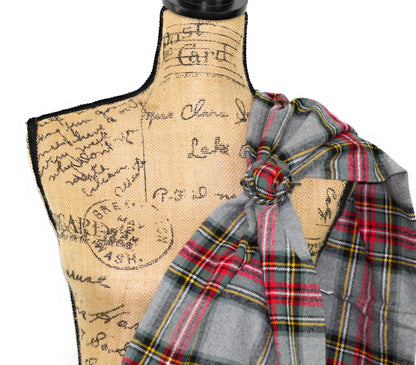 Stewart Tartan in Heather Gray with Sage Green and Red Flannel Plaid Infinity or Blanket Scarf - Tampa Home & Garden Store