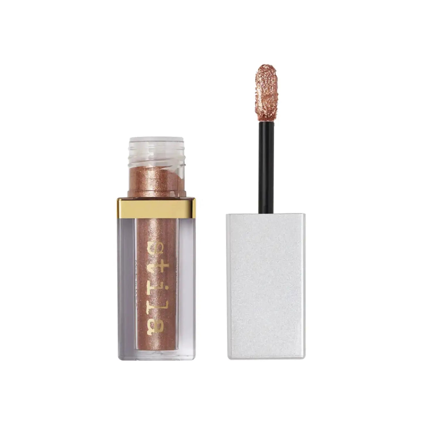 Stila Glitter & Glow Liquid Eye Shadow in Perlina, rose-gold shimmer in a clear tube with wand on Tampa Home & Garden Store