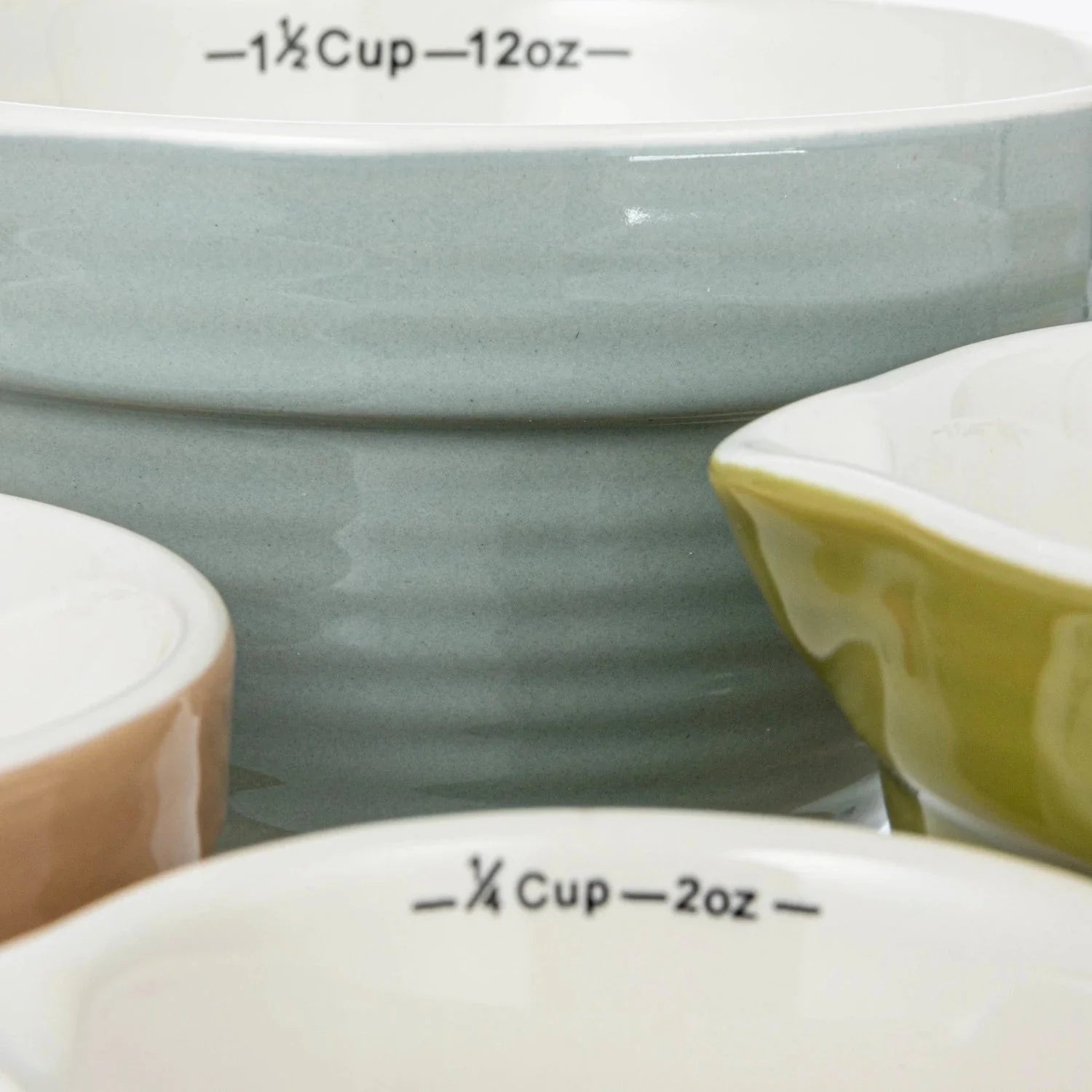 Stoneware Batter Bowl Measuring Cups – Set of 4, Multi-Color - Tampa Home & Garden Store