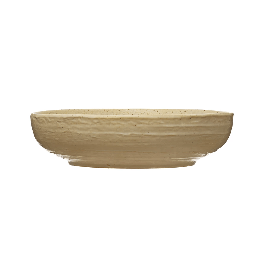 Stoneware Bowl with Reactive Glaze, Speckled Cream Color - Tampa Home & Garden Store