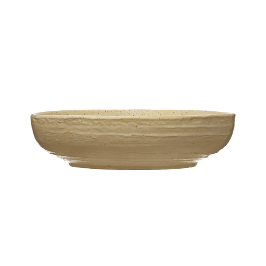 Stoneware Bowl with Reactive Glaze, Speckled Cream Color - Tampa Home & Garden Store