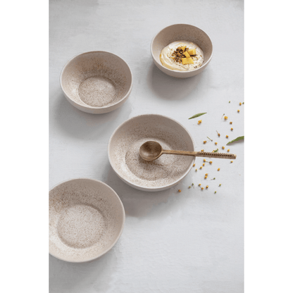 Stoneware Bowl with Reactive Glaze, Speckled Cream Color - Tampa Home & Garden Store