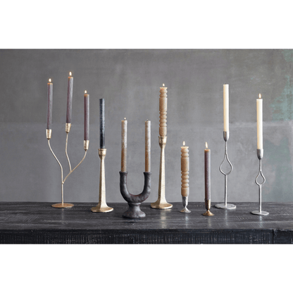 Stoneware Double Taper Candle Holder in Chocolate - Tampa Home & Garden Store
