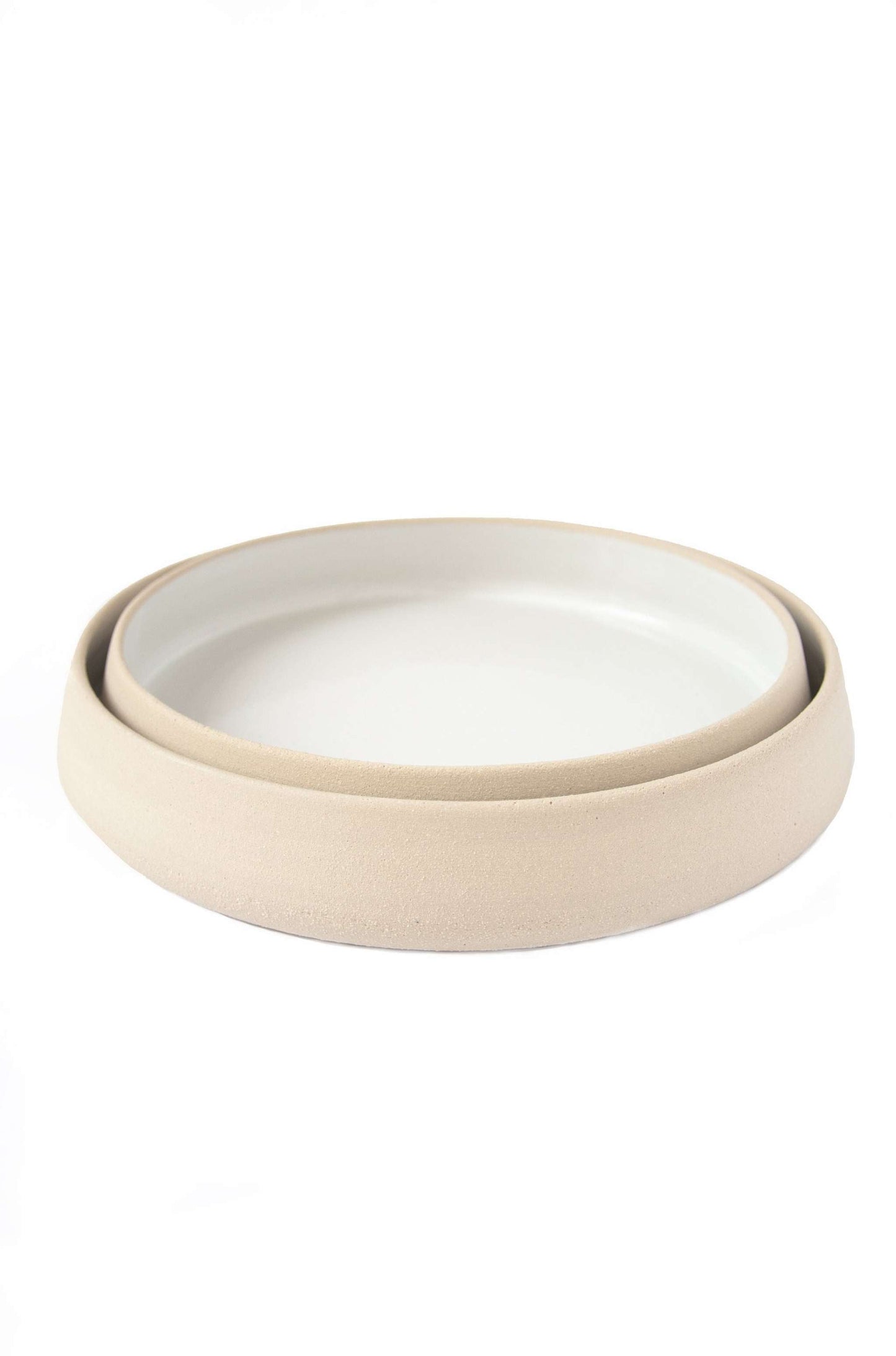 Artisan Handmade Stoneware Plates with High Sides