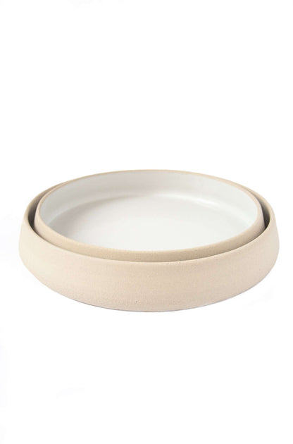Artisan Handmade Stoneware Plates with High Sides