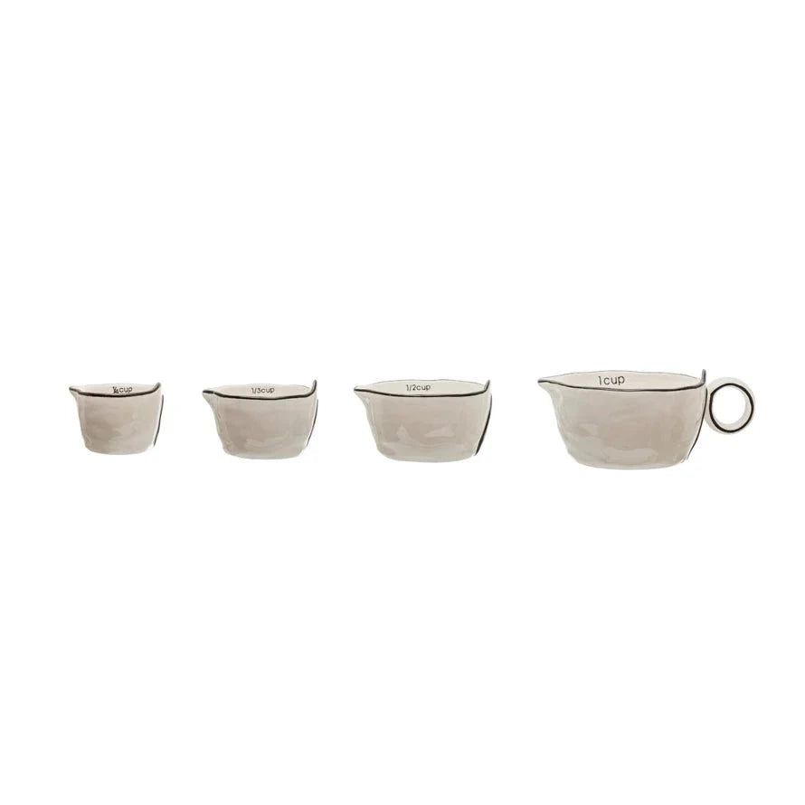 Stoneware Measuring Cups – Set of 4, Neutral Glaze - Tampa Home & Garden Store