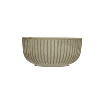Stoneware Pleated Bowl, Cream Glaze Finish - Tampa Home & Garden Store