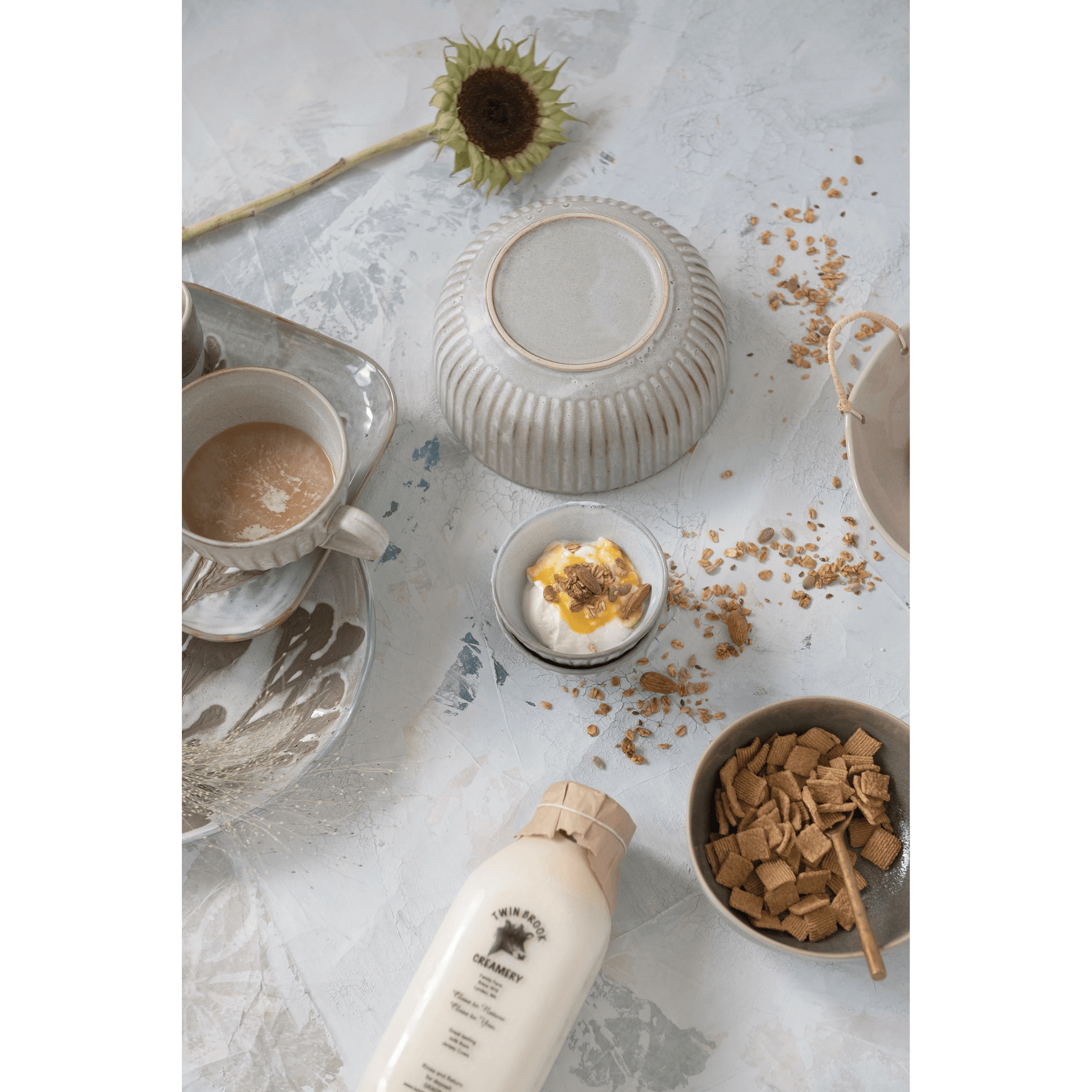 Stoneware Pleated Bowl, Cream Glaze Finish - Tampa Home & Garden Store