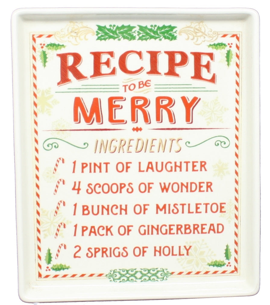 Stoneware Recipe Plate - Be Merry - Tampa Home & Garden Store