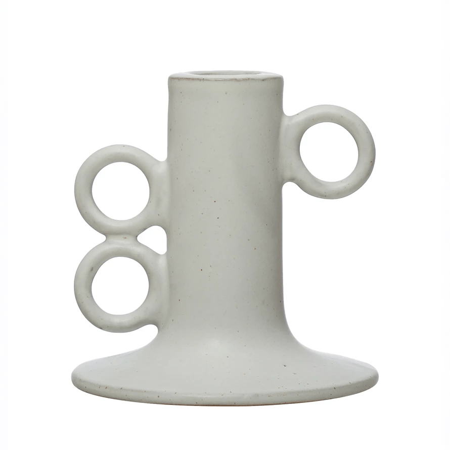 Stoneware Taper Candle Holder in White - Tampa Home & Garden Store