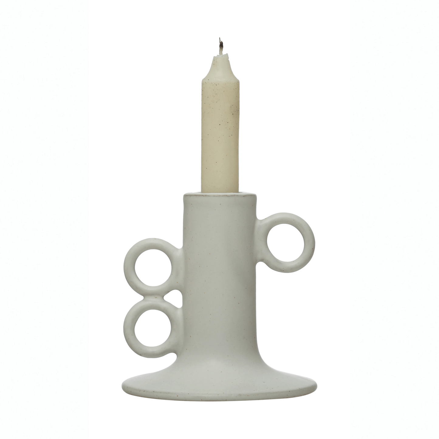 Stoneware Taper Candle Holder in White - Tampa Home & Garden Store