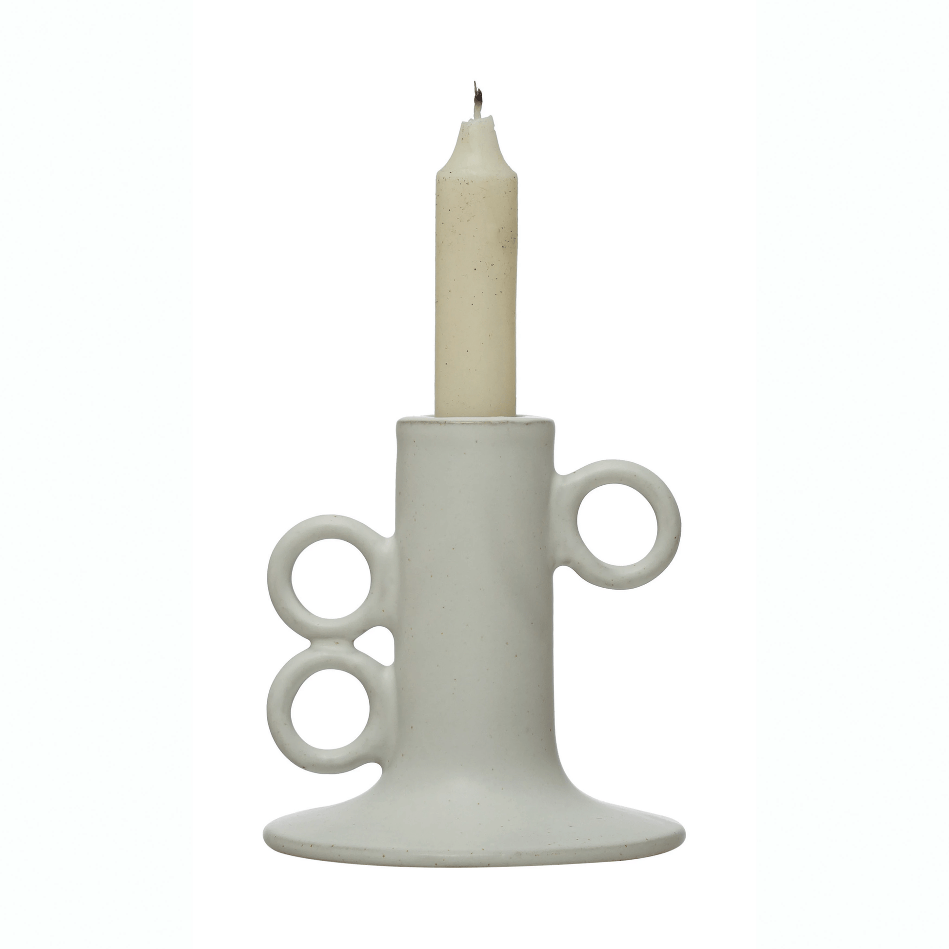 Stoneware Taper Candle Holder in White - Tampa Home & Garden Store
