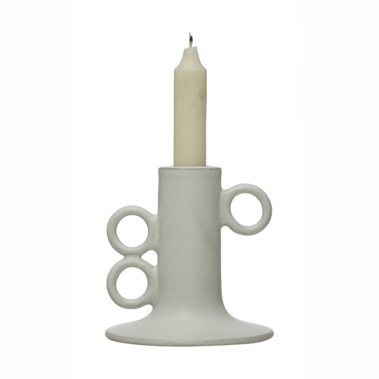 Stoneware Taper Candle Holder in White - Tampa Home & Garden Store