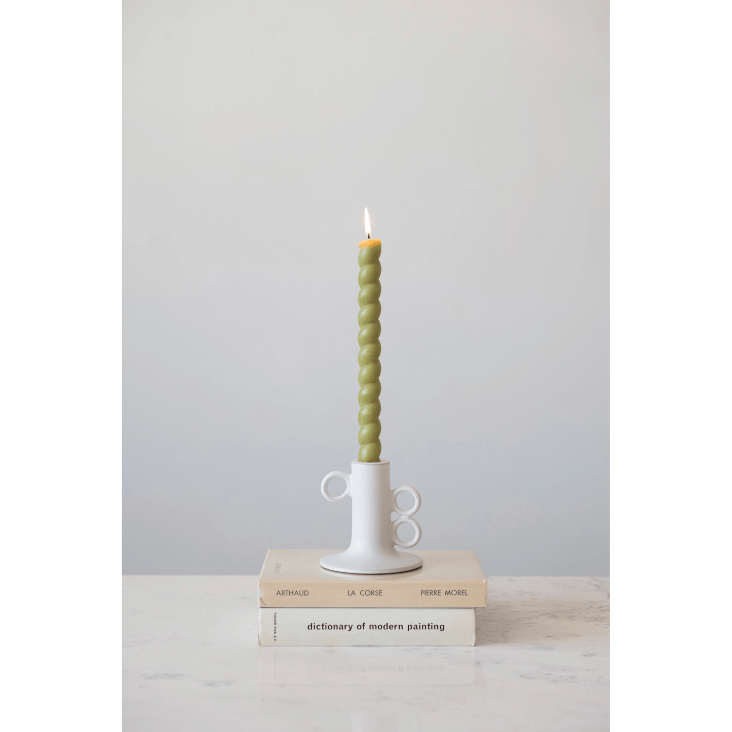 Stoneware Taper Candle Holder in White - Tampa Home & Garden Store