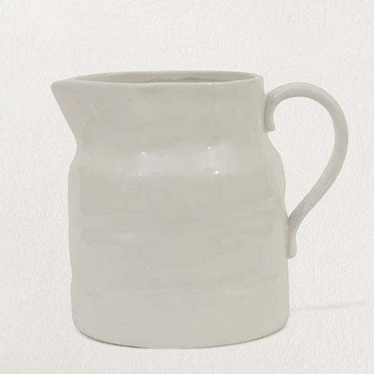 Stoneware Vintage Reproduction Pitcher, White - Tampa Home & Garden Store