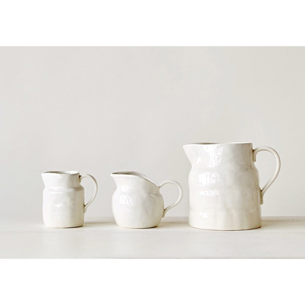 Stoneware Vintage Reproduction Pitcher, White - Tampa Home & Garden Store