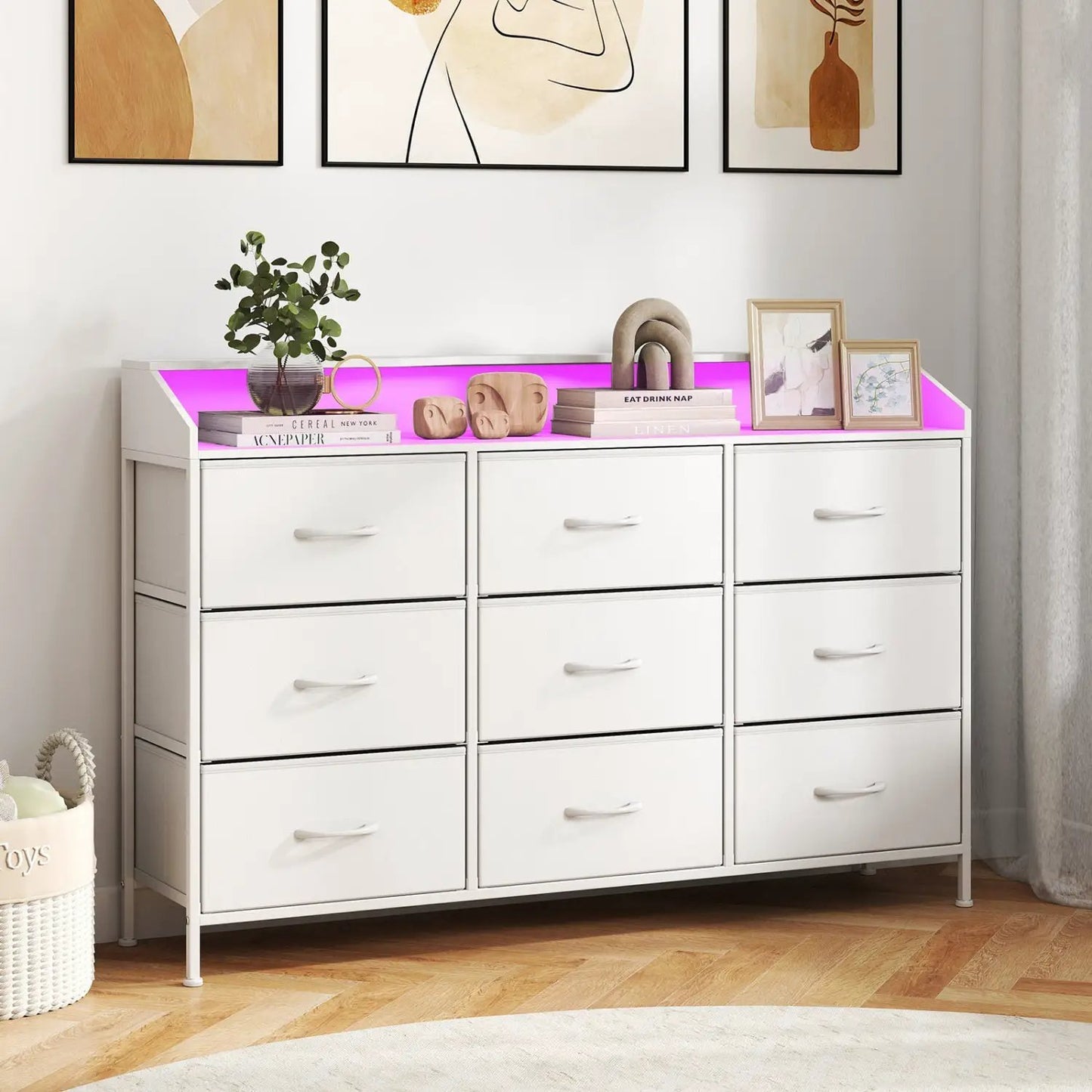Storage Organizer With LED Lights and 9 Drawers