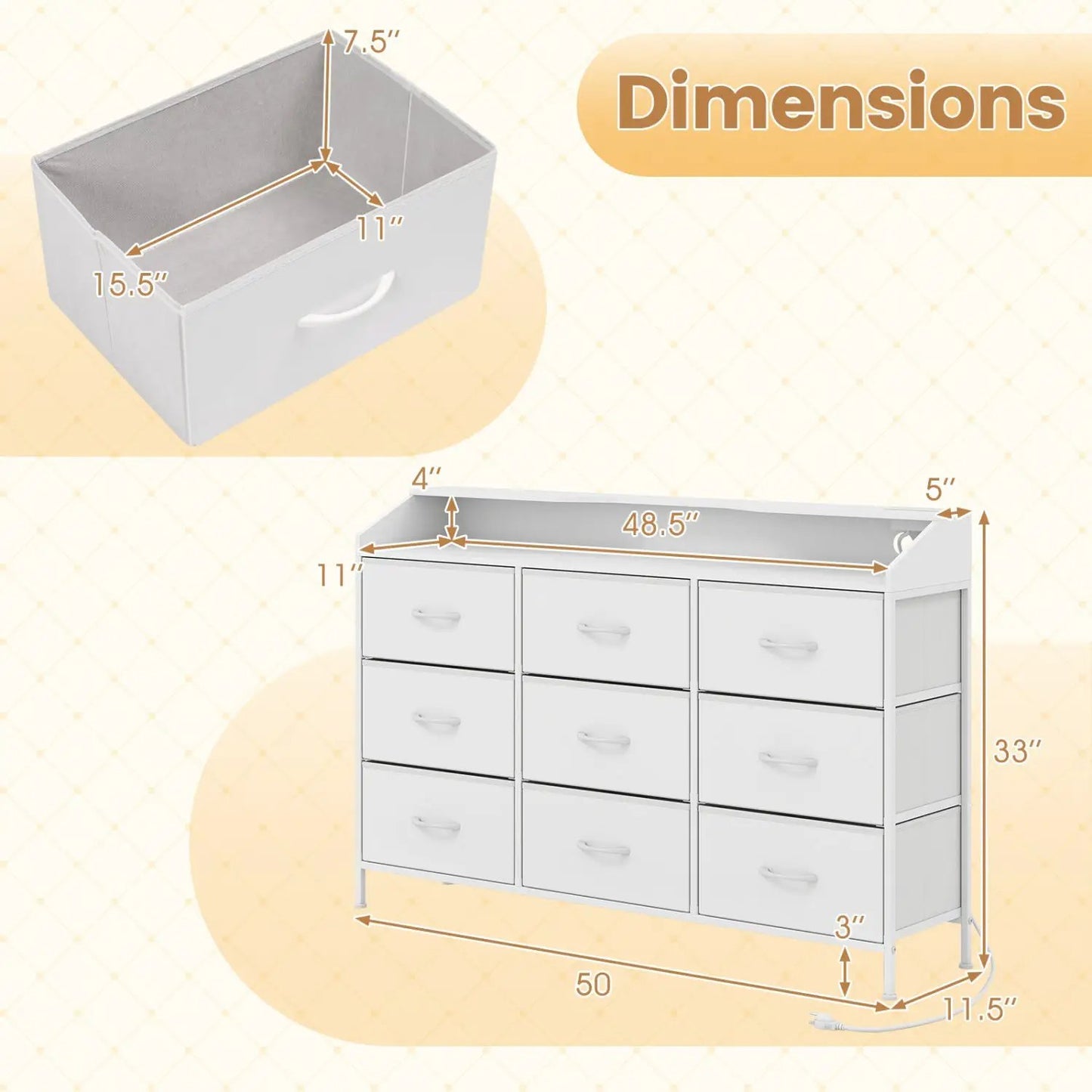 Storage Organizer With LED Lights and 9 Drawers