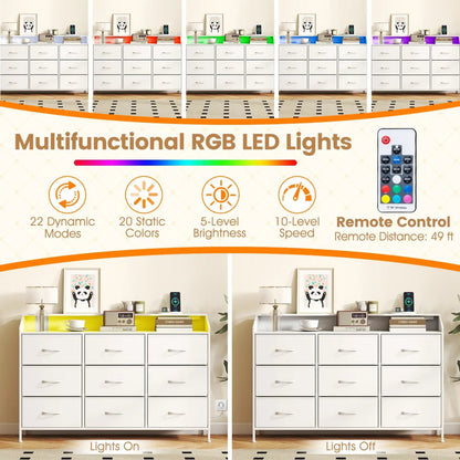Storage Organizer With LED Lights and 9 Drawers