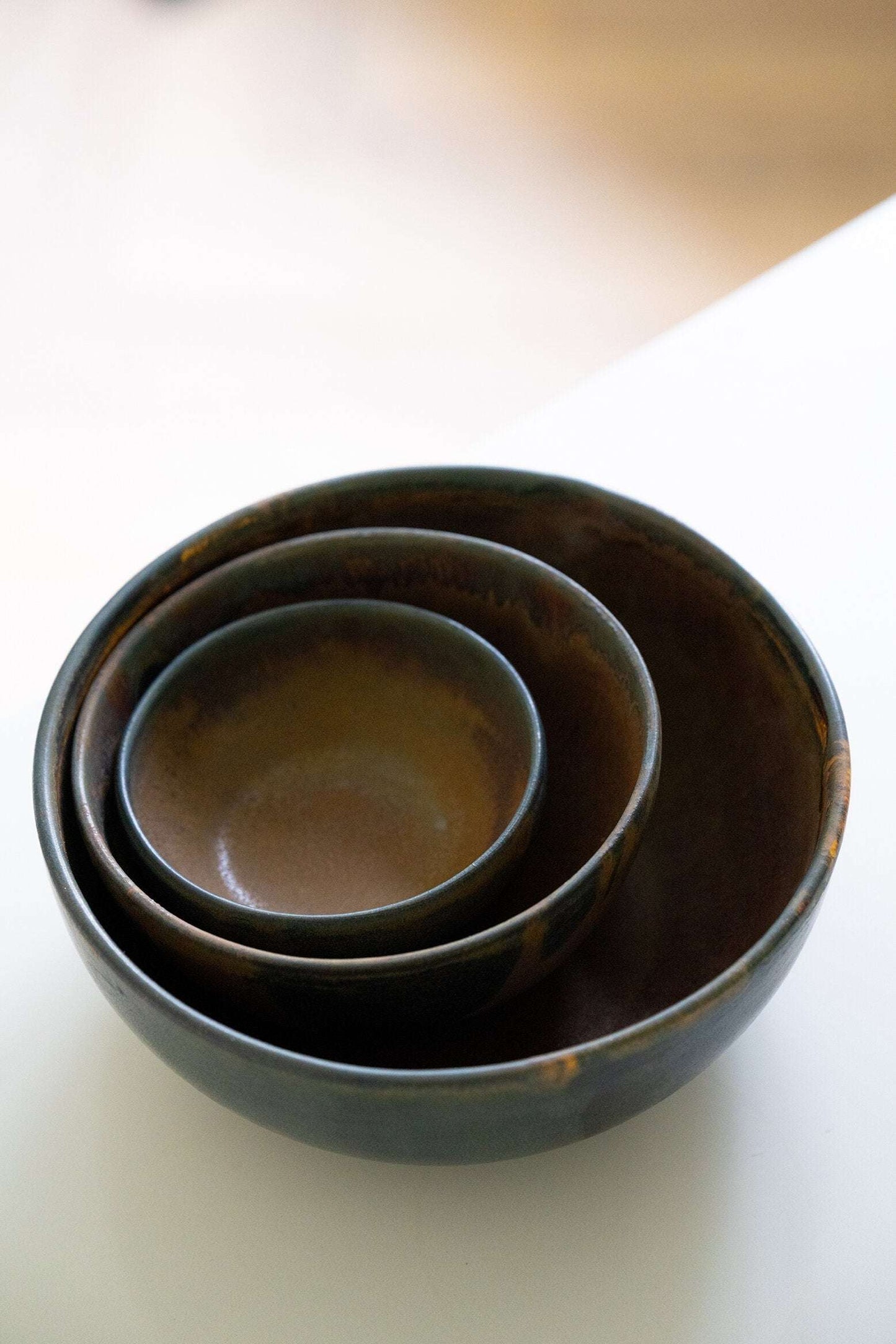 Handcrafted Rust Stoneware And Nesting Bowl Set