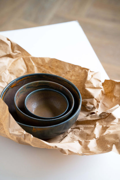 Handcrafted Rust Stoneware And Nesting Bowl Set