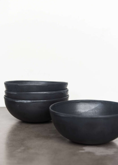 Black Matte Stoneware Bowl and Artisanal Glaze