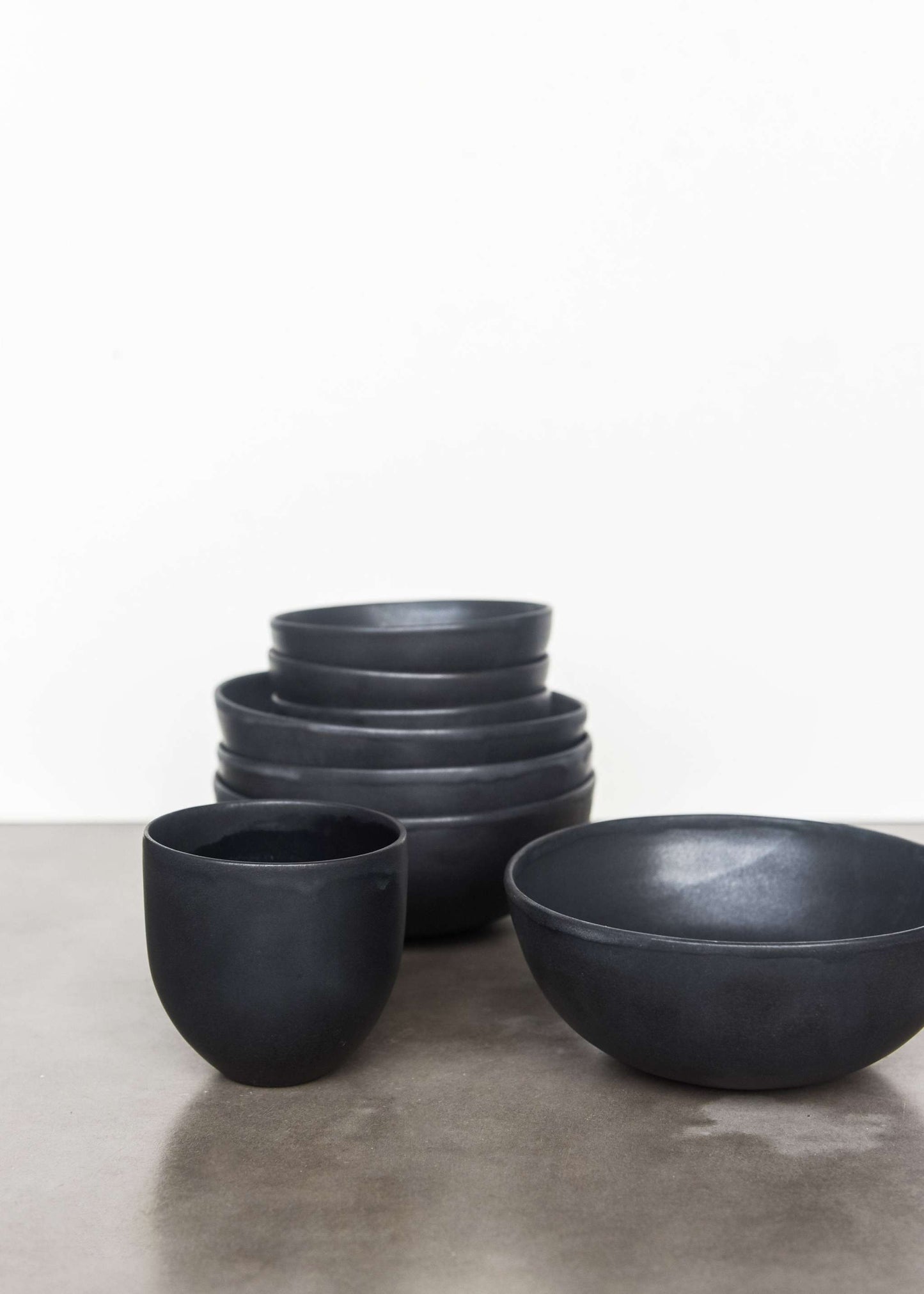 Black Matte Stoneware Bowl and Artisanal Glaze