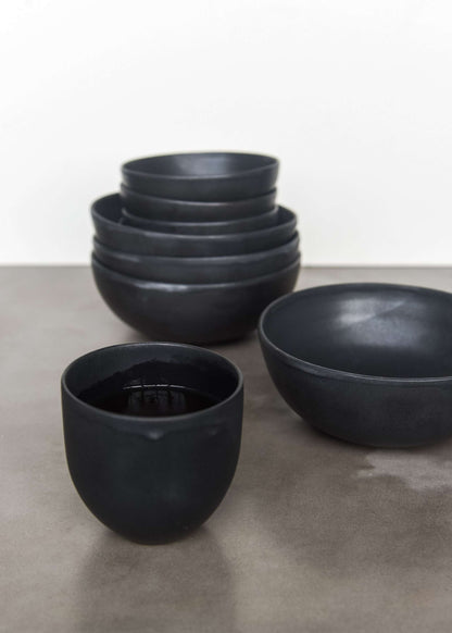 Black Matte Stoneware Bowl and Artisanal Glaze