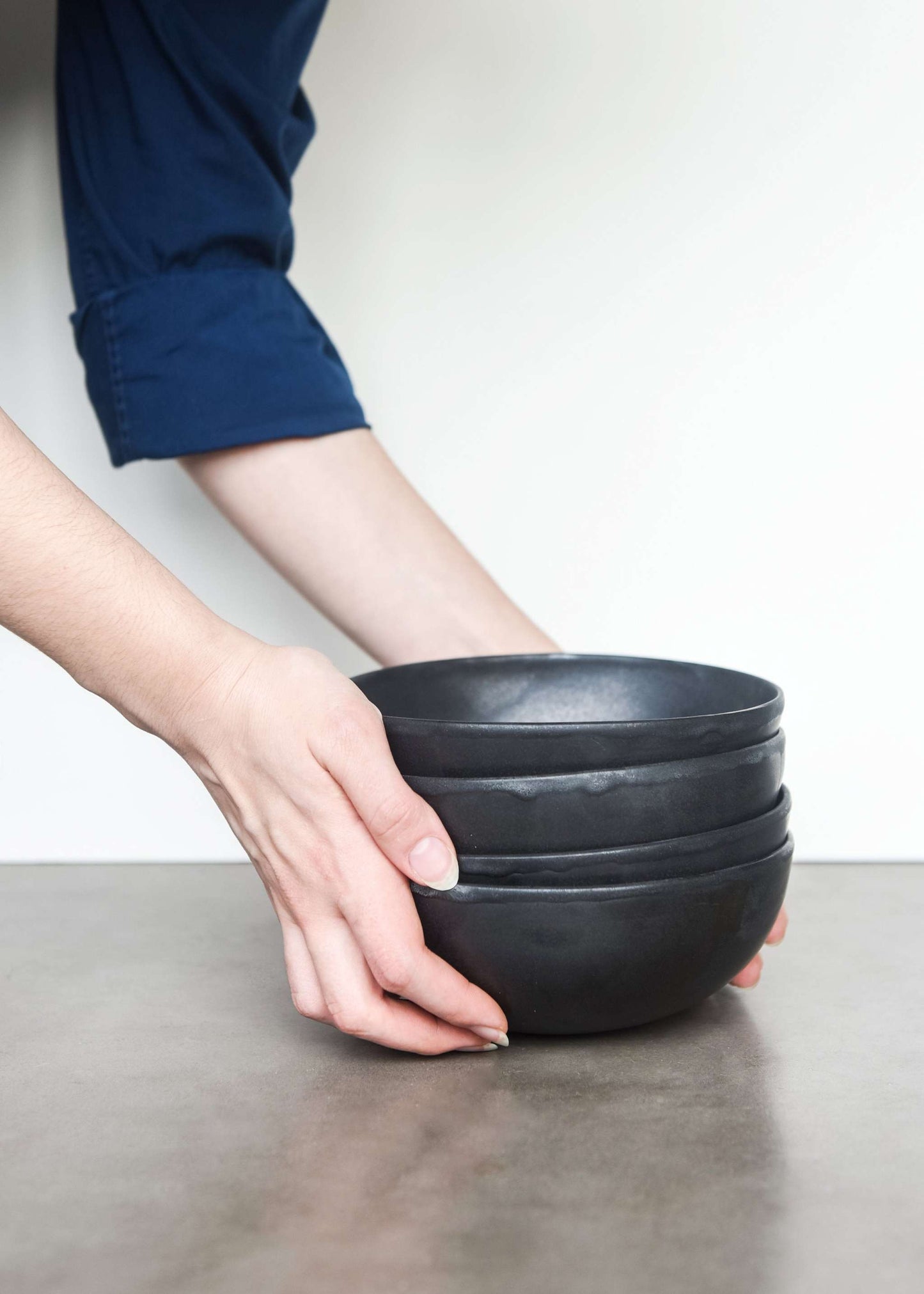Black Matte Stoneware Bowl and Artisanal Glaze