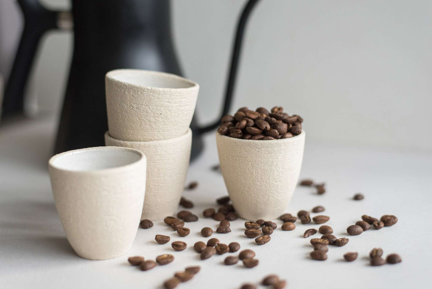 Handmade Stoneware Espresso Cup and White Glaze