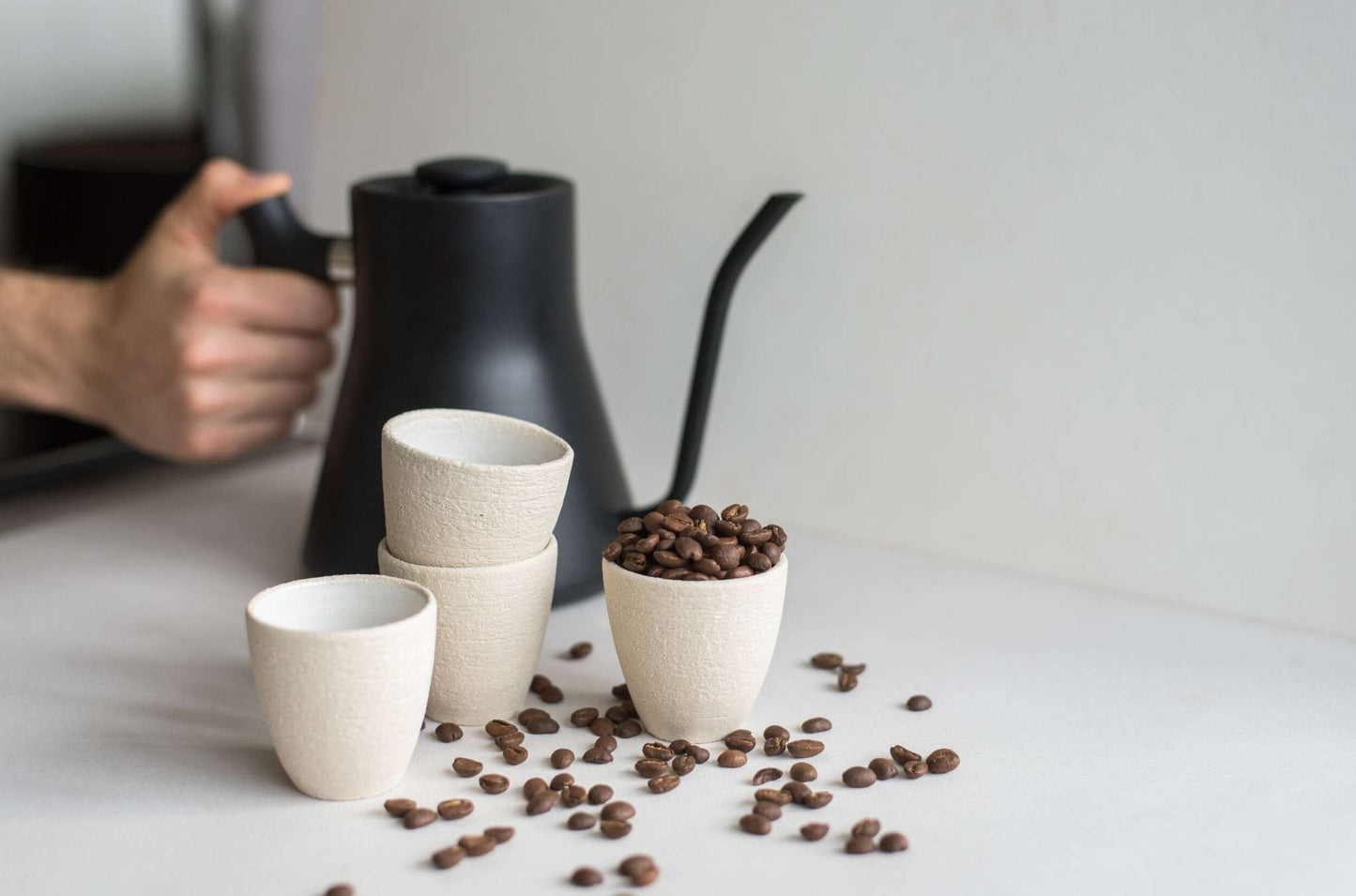 Handmade Stoneware Espresso Cup and White Glaze