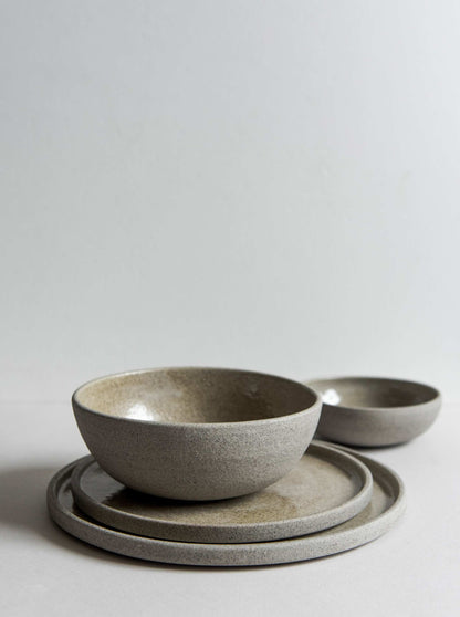 Textured Concrete Style Stoneware Dinner Plates