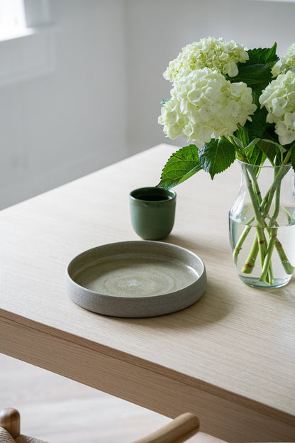 Handmade stoneware dinner plate with high sides in concrete gray on Tampa Home & Garden Store